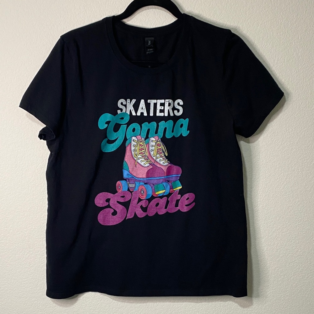 Women’s Graphic Tee Black Skaters Gonna Skate T-Shirt Short Sleeve Tee